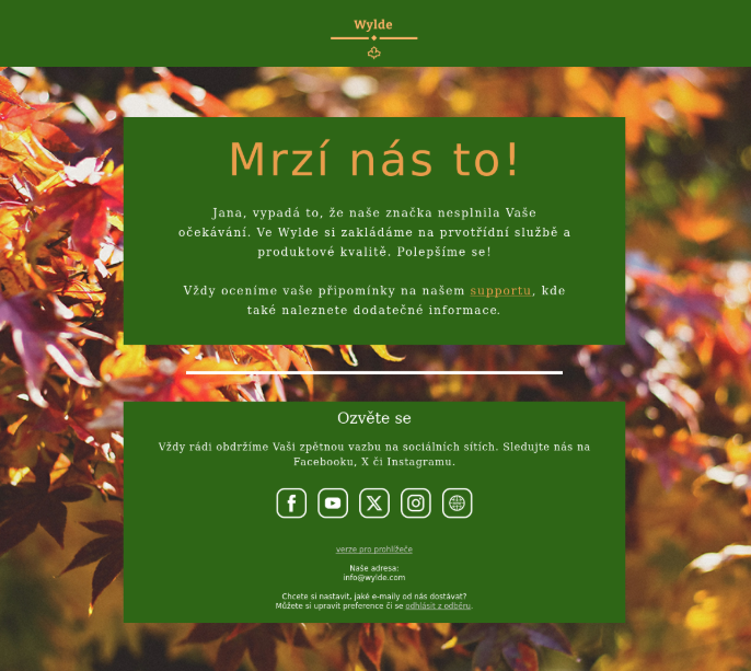 An email template with NPS response