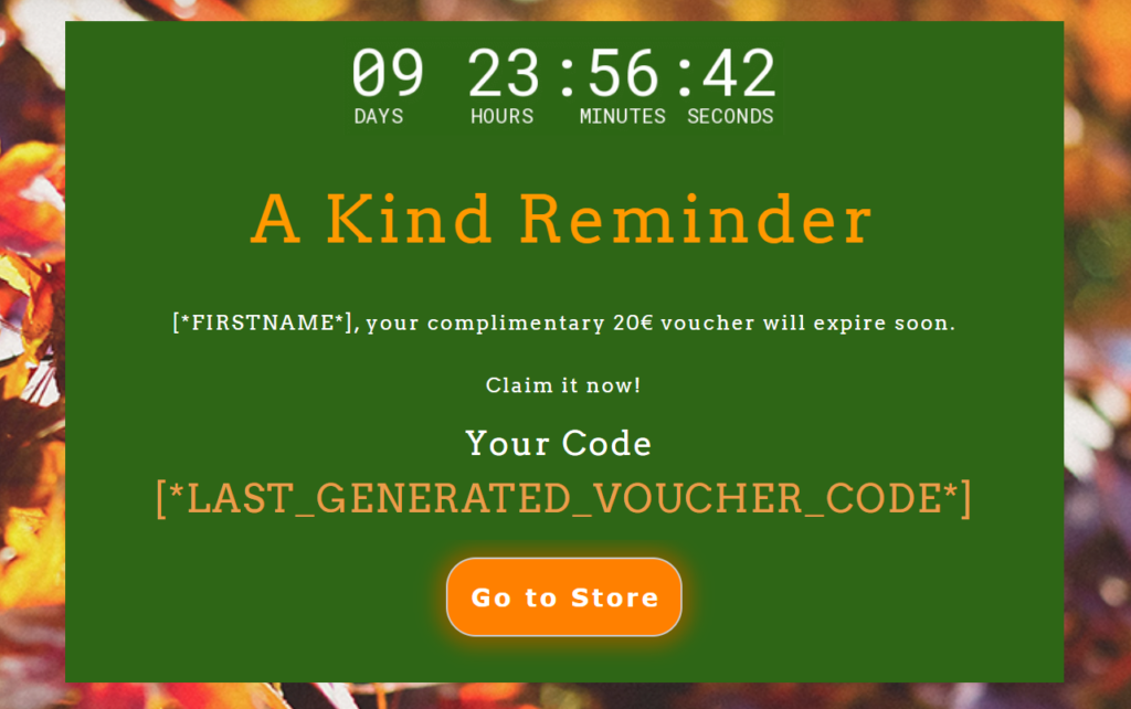 an email reminder to use reward